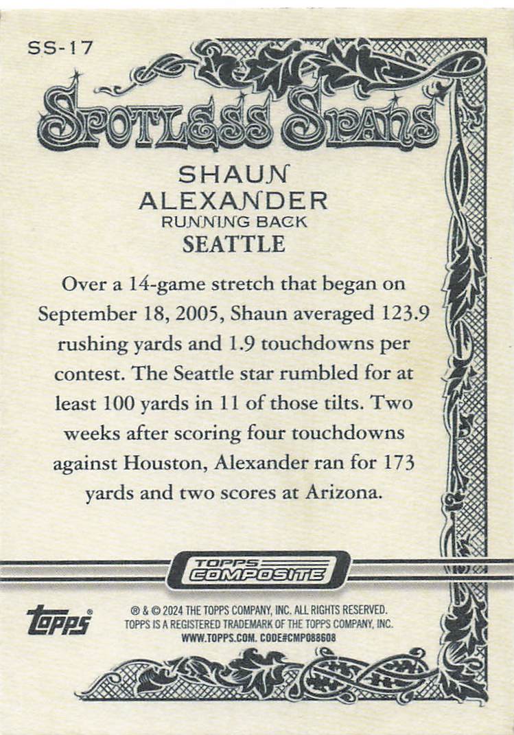 2023 Topps Composite Spotless Spans Shaun Alexander #SS-17