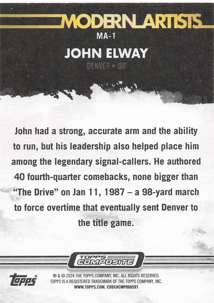 2023 Topps Composite Modern Artists John Elway #MA-1