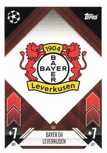 2024-25 Match Attax UEFA Club Competitions Bayer 04 Leverkusen Team Badge #190