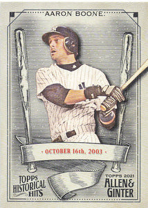2021 Topps Allen & Ginter Historical Hits Aaron Boone #HH-14