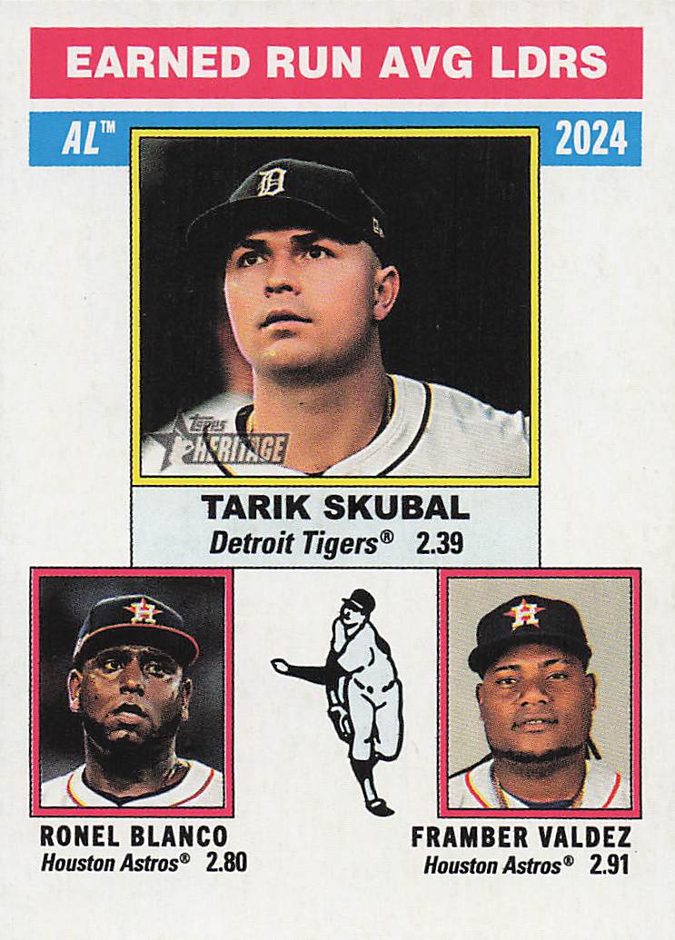 2025 Topps Heritage Baseball Framber Valdez / Tarik Skubal / Ronel Blanco #202