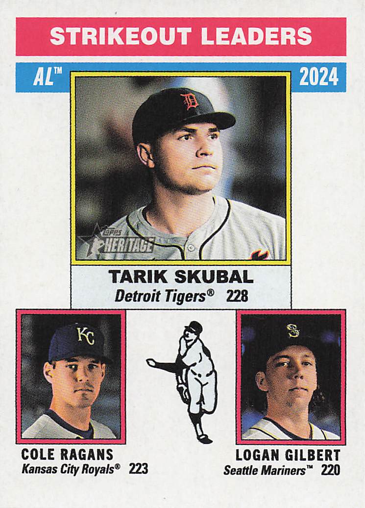 2025 Topps Heritage Baseball Logan Gilbert / Tarik Skubal / Cole Ragans #204