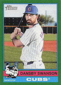 2025 Topps Heritage Baseball Dark Green Border Dansby Swanson #128