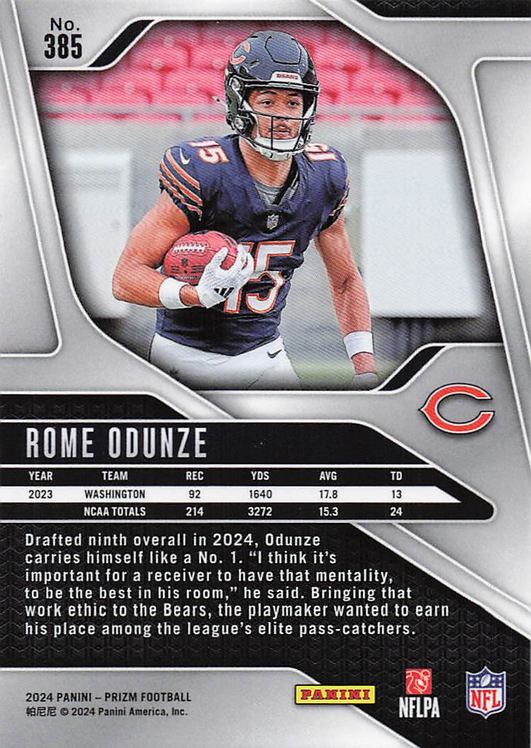 2024 Panini Prizm Rome Odunze #385 RC