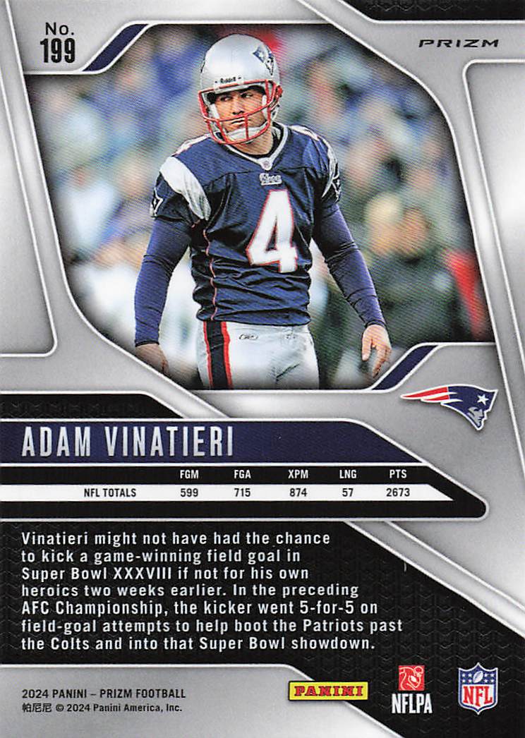 2024 Panini Prizm Red White Blue Adam Vinatieri #199