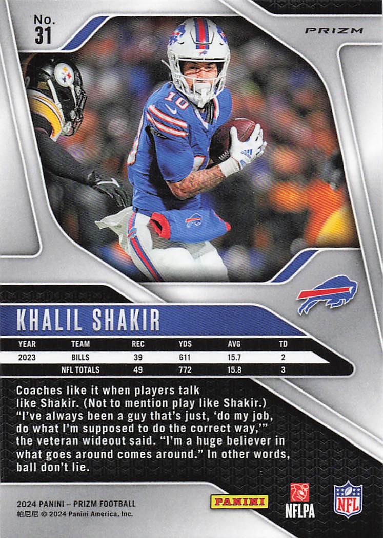 2024 Panini Prizm Silver Prizm Khalil Shakir #31