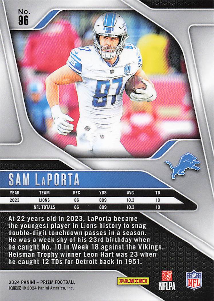 2024 Panini Prizm Sam LaPorta #96