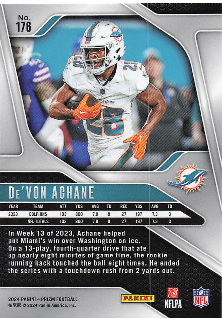 2024 Panini Prizm De'Von Achane #176