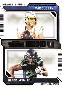 2023 Panini Contenders Round Numbers Red Max Duggan - Kenny McIntosh #25