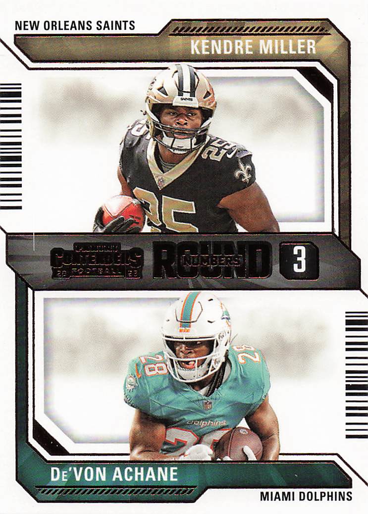 2023 Panini Contenders Round Numbers Bronze Kendre Miller - De'Von Achane #16