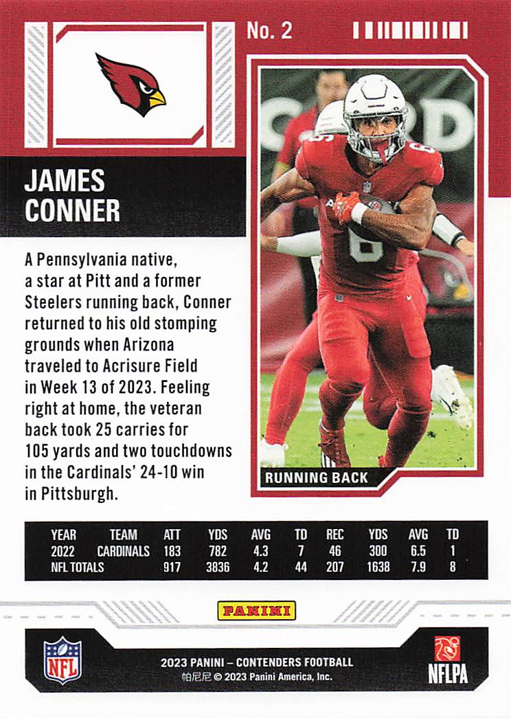 2023 Panini Contenders Football James Conner #2