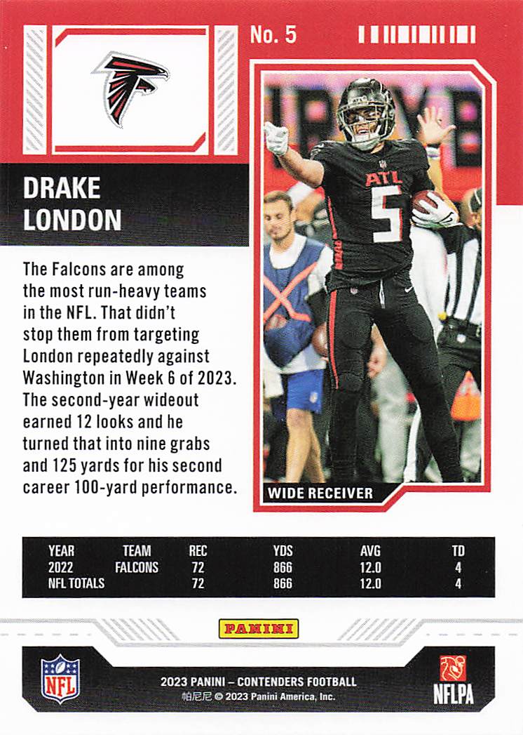 2023 Panini Contenders Football Drake London #5