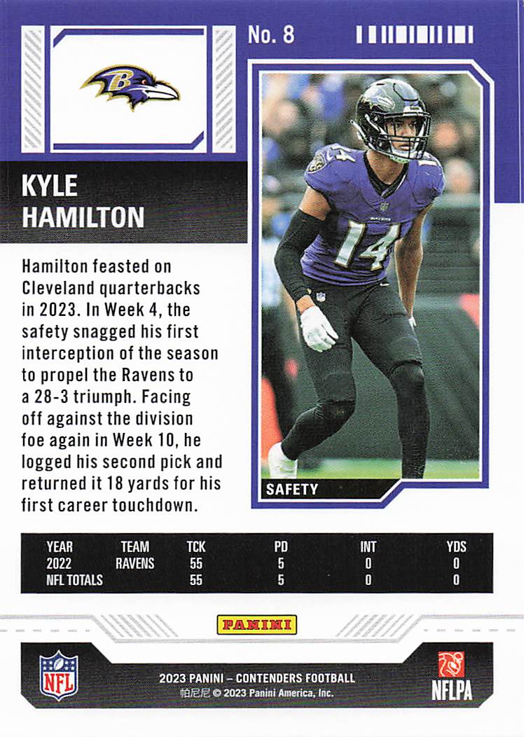 2023 Panini Contenders Football Kyle Hamilton #8