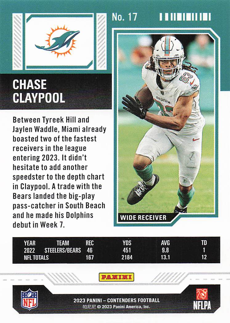 2023 Panini Contenders Football Chase Claypool #17