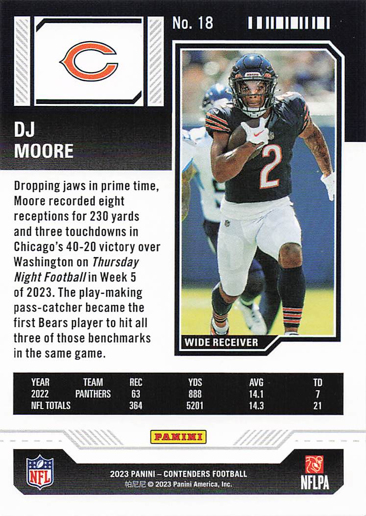 2023 Panini Contenders Football DJ Moore #18