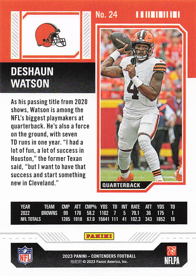 2023 Panini Contenders Football Deshaun Watson #24