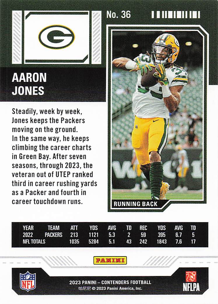 2023 Panini Contenders Football Aaron Jones #36
