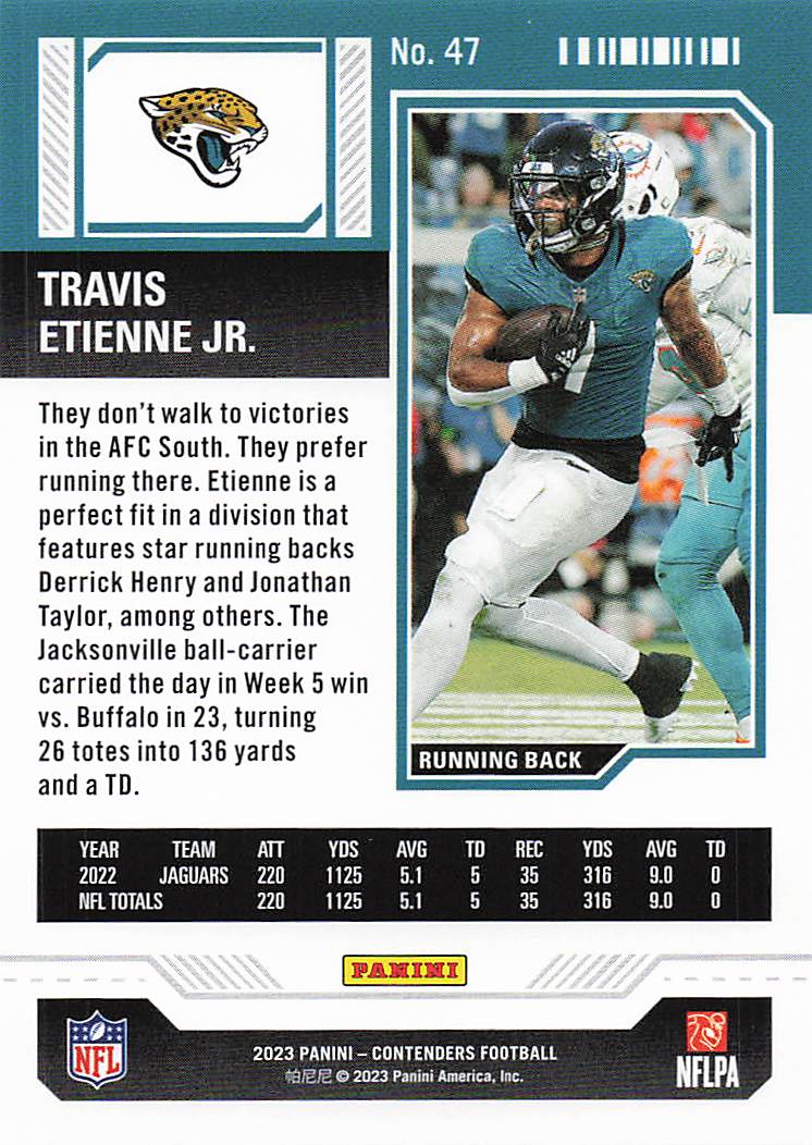 2023 Panini Contenders Football Travis Etienne Jr. #47