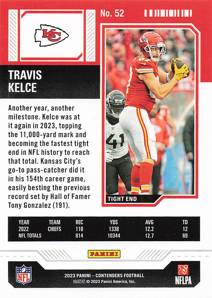 2023 Panini Contenders Football Travis Kelce #52