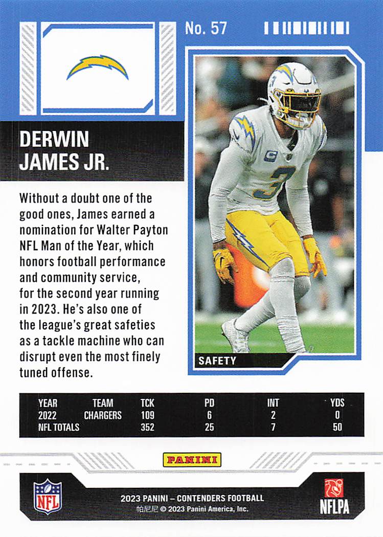 2023 Panini Contenders Football Derwin James Jr. #57