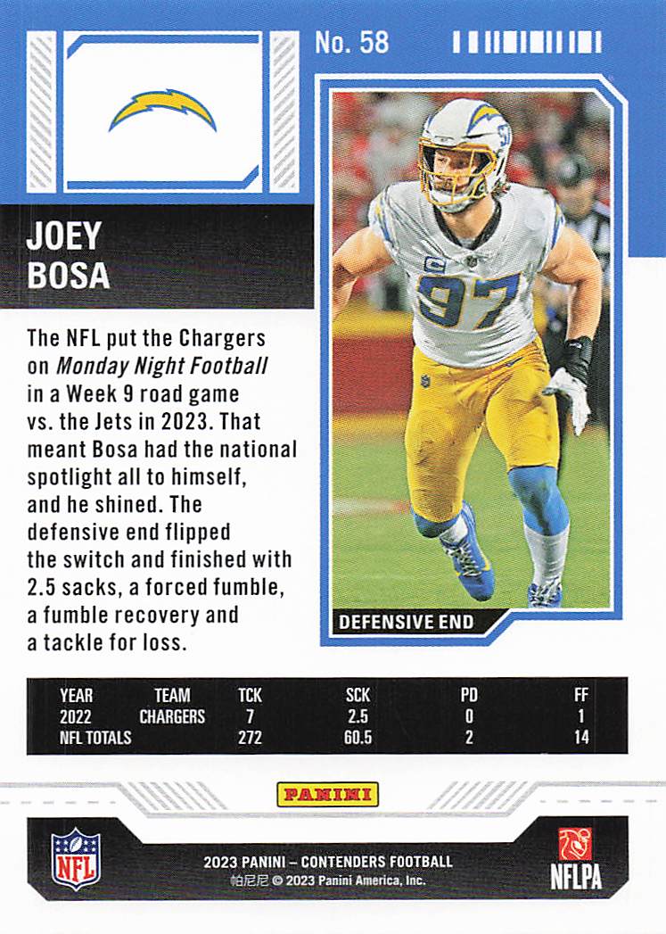 2023 Panini Contenders Football Joey Bosa #58