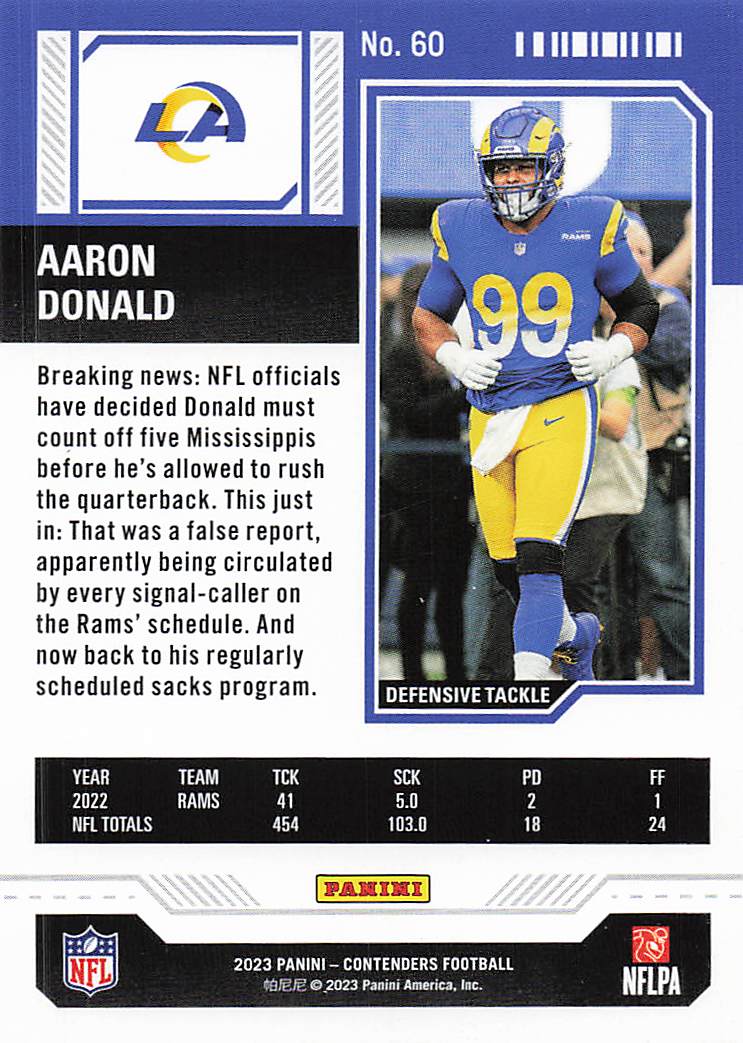 2023 Panini Contenders Football Aaron Donald #60