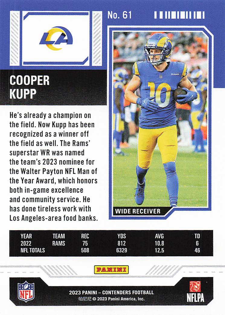 2023 Panini Contenders Football Cooper Kupp #61