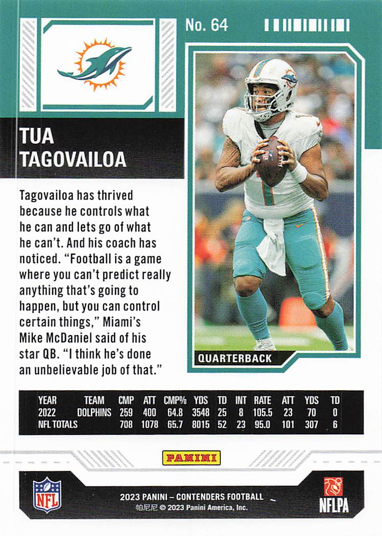 2023 Panini Contenders Football Tua Tagovailoa #64