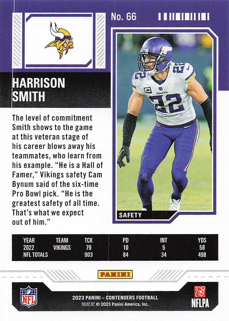2023 Panini Contenders Football Harrison Smith #66