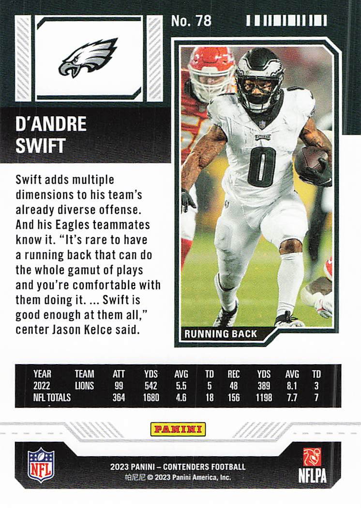 2023 Panini Contenders Football D'Andre Swift #78