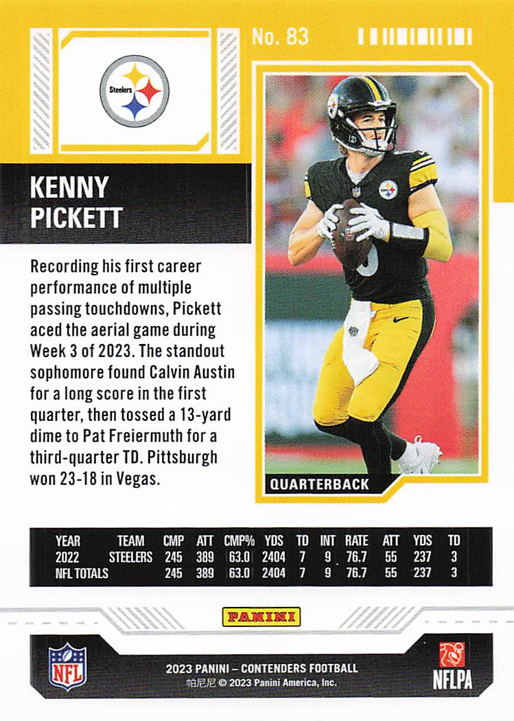 2023 Panini Contenders Football Kenny Pickett #83