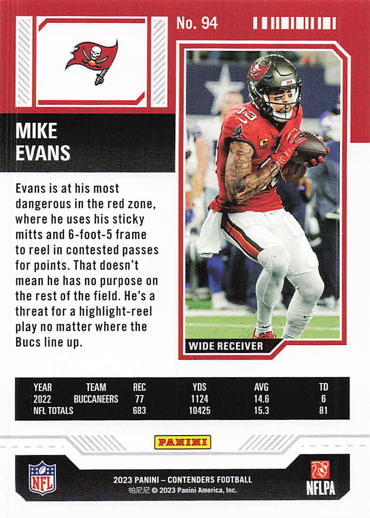 2023 Panini Contenders Football Mike Evans #94