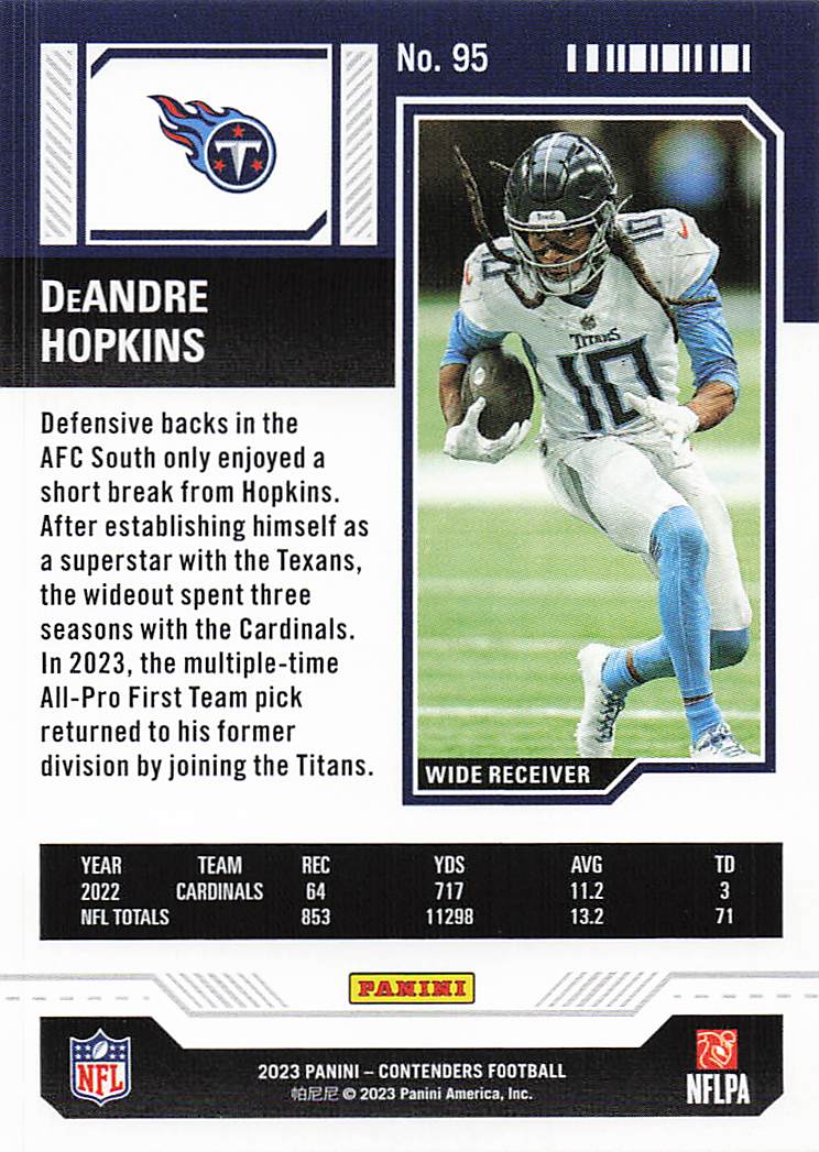 2023 Panini Contenders Football DeAndre Hopkins #95