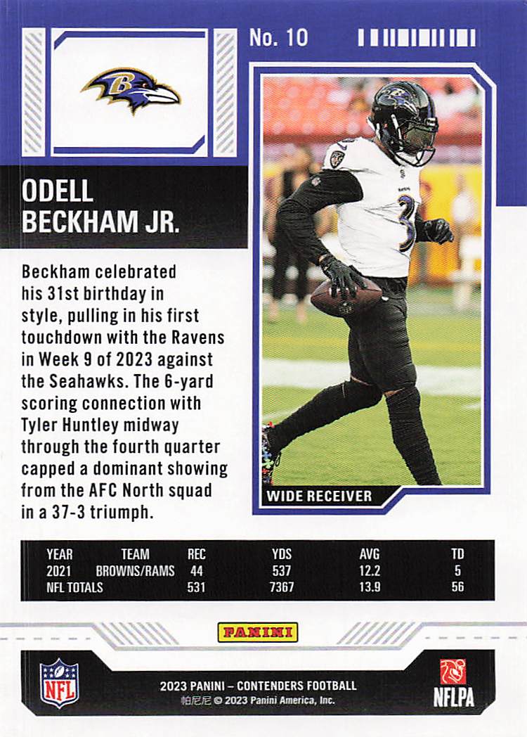 2023 Panini Contenders Game Ticket Red Odell Beckham Jr. #10