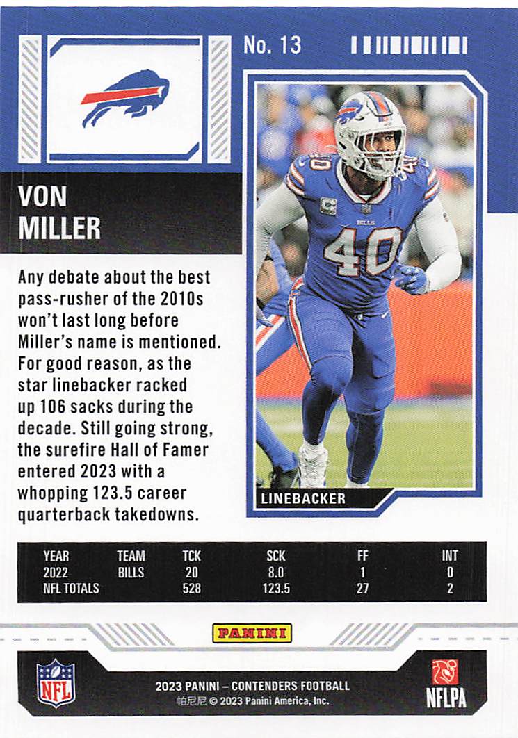 2023 Panini Contenders Game Ticket Red Von Miller #13