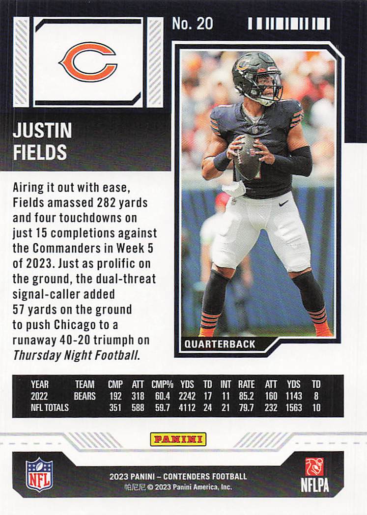 2023 Panini Contenders Game Ticket Red Justin Fields #20