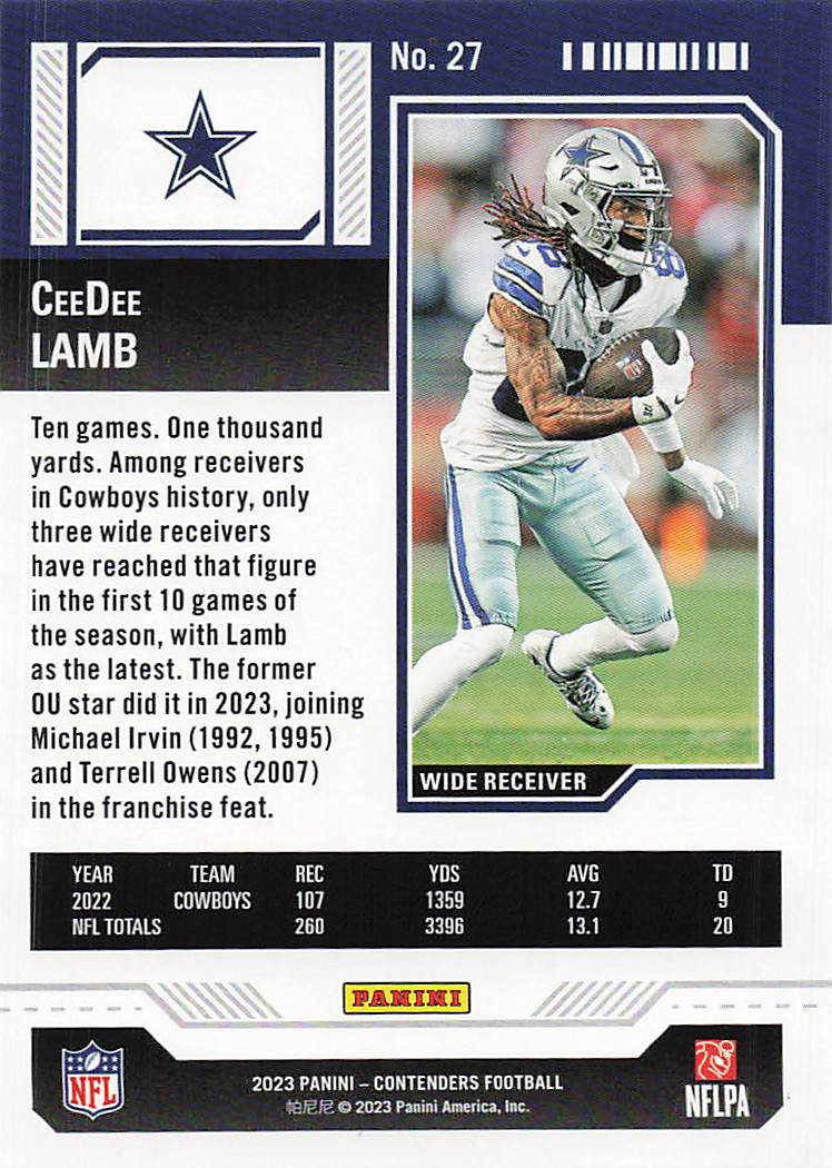 2023 Panini Contenders Game Ticket Red CeeDee Lamb #27