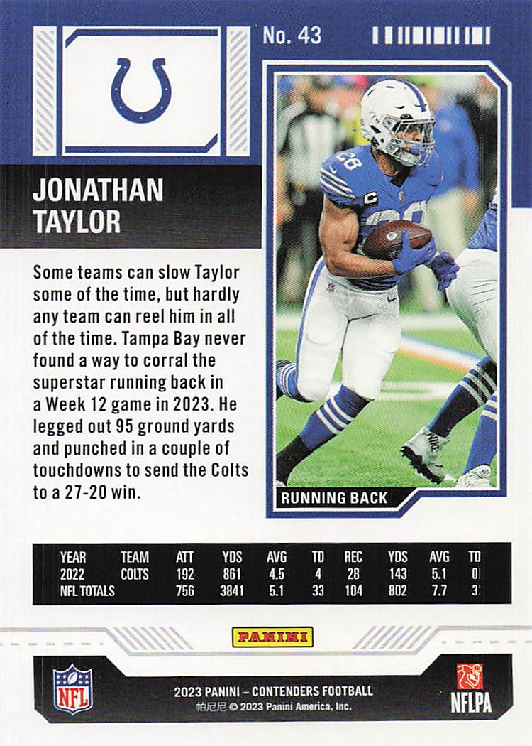 2023 Panini Contenders Game Ticket Red Jonathan Taylor #43
