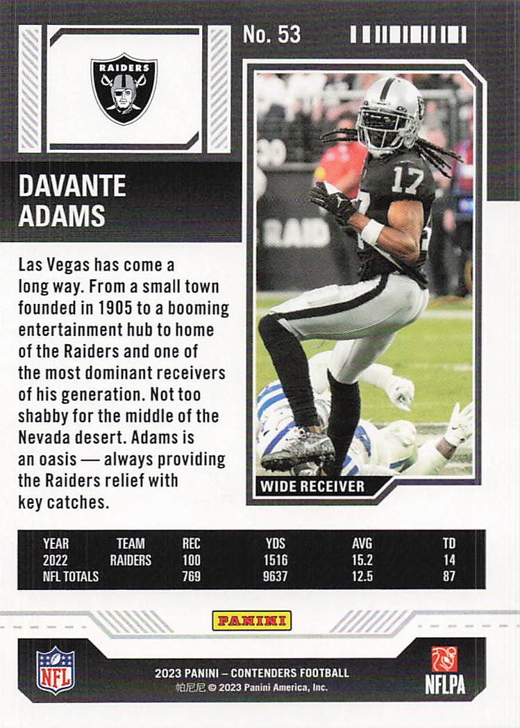 2023 Panini Contenders Game Ticket Red Davante Adams #53