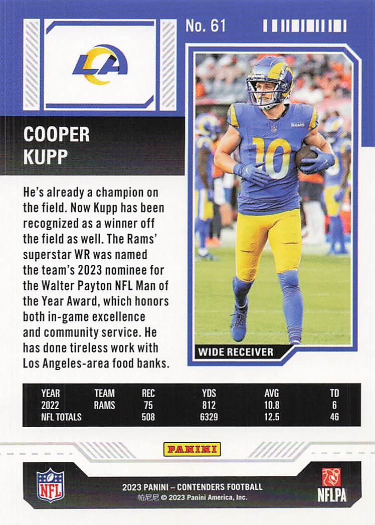 2023 Panini Contenders Game Ticket Red Cooper Kupp #61