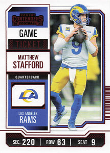 2023 Panini Contenders Game Ticket Red Matthew Stafford #62