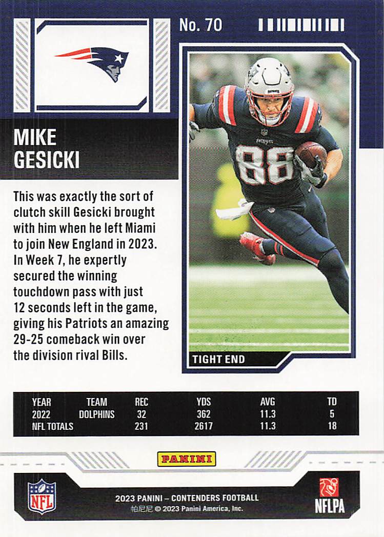 2023 Panini Contenders Game Ticket Red Mike Gesicki #70