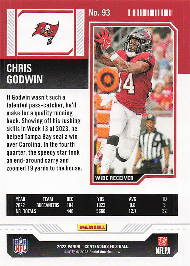 2023 Panini Contenders Game Ticket Red Chris Godwin #93