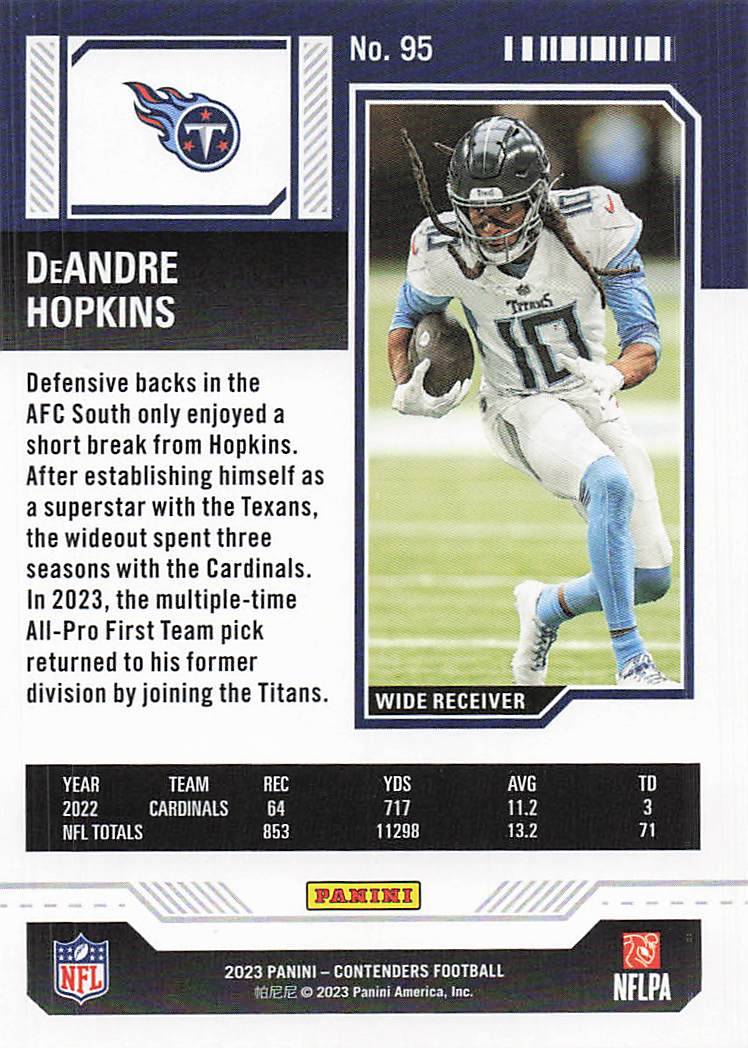 2023 Panini Contenders Game Ticket Red DeAndre Hopkins #95