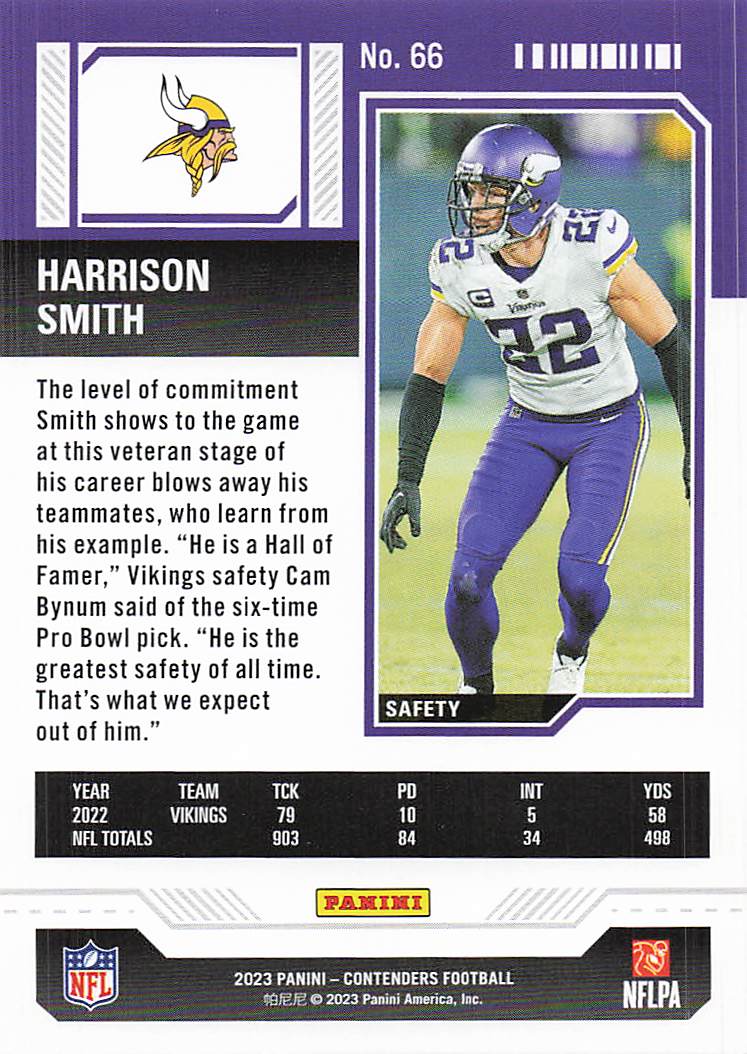 2023 Panini Contenders Game Ticket Bronze Harrison Smith #66
