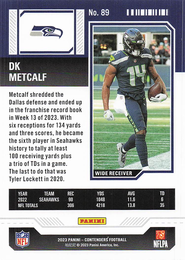 2023 Panini Contenders Game Ticket Bronze DK Metcalf #89