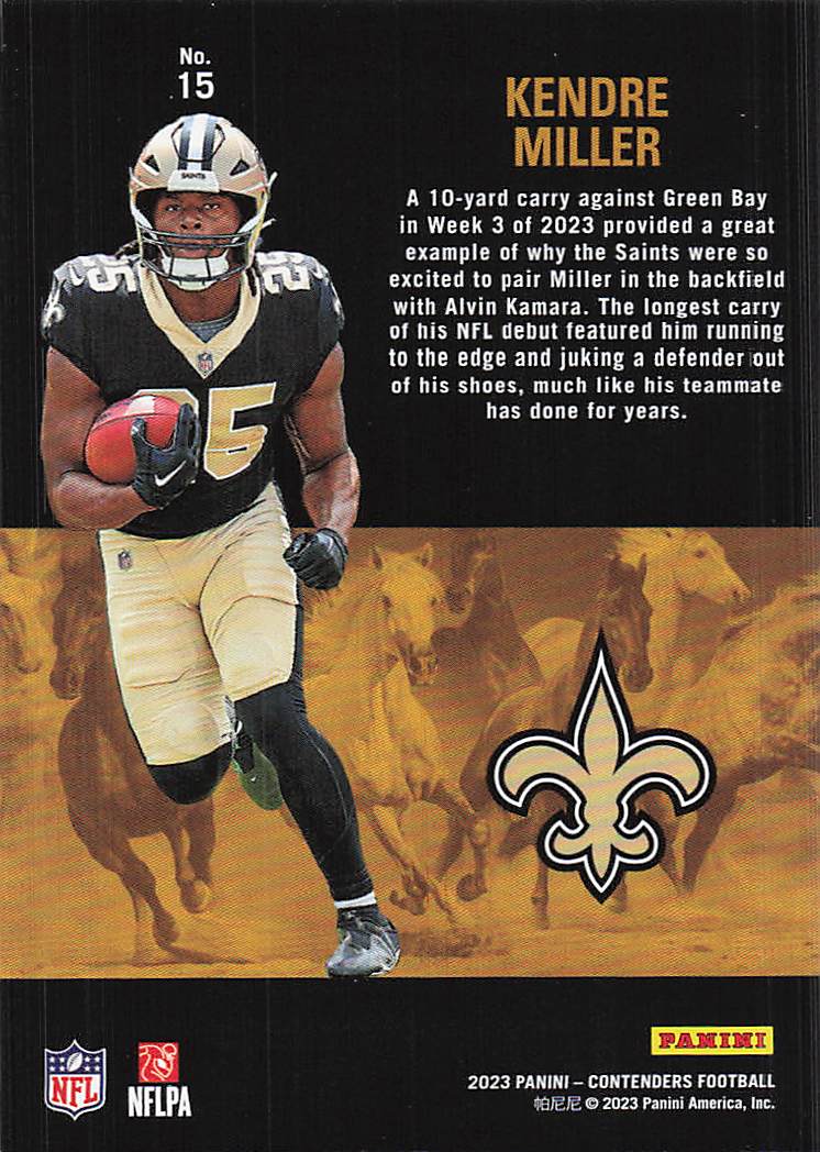 2023 Panini Contenders Rookie Stallions Kendre Miller #15