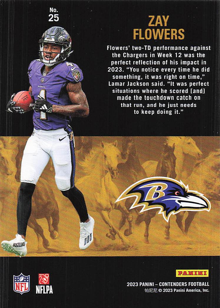 2023 Panini Contenders Rookie Stallions Zay Flowers #25