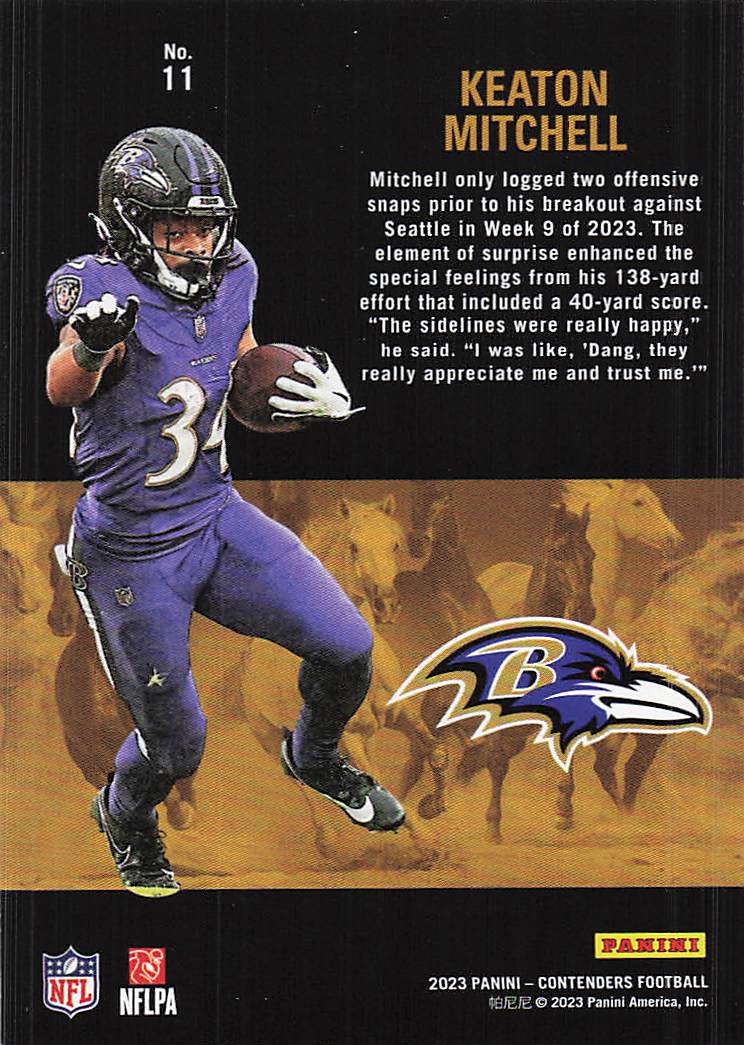 2023 Panini Contenders Rookie Stallions Bronze Keaton Mitchell #11