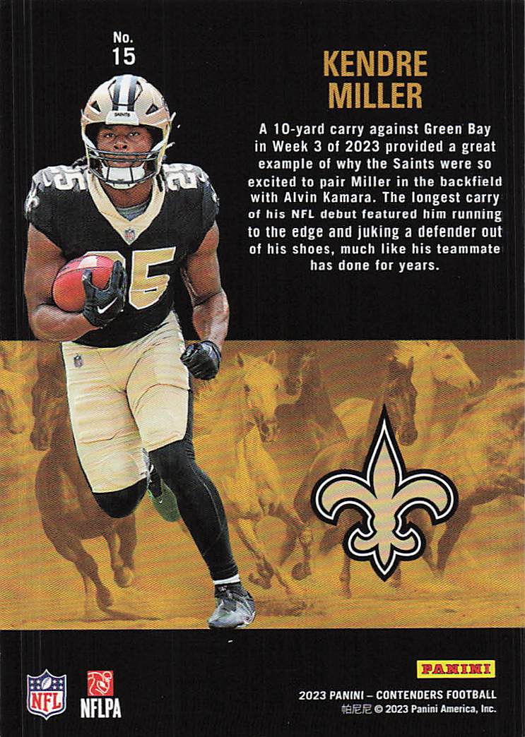 2023 Panini Contenders Rookie Stallions Kendre Miller #15